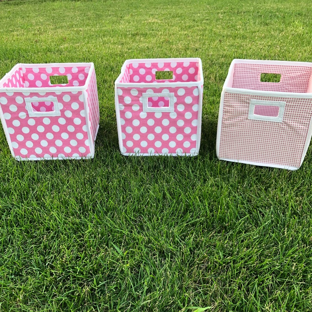 EUC 3 Badger Baskets Pink Variety Pink Folding Cubes Bundle